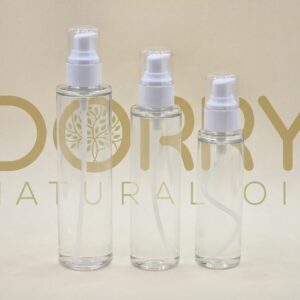 FLACON PET TRANSPARENT AVEC POMPE A HUILE BLANC