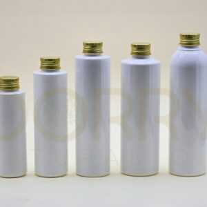 Flacon Blanc avec Bouchon Aluminium Doré