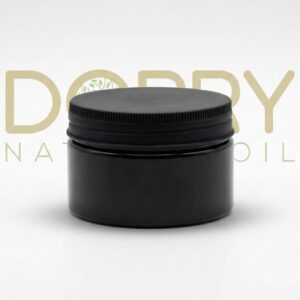 Pot 100ML en PET Noir avec couvercle noir strié et opercule intérieur