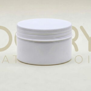 Pot 100ML en PET Blanc avec couvercle Blanc strié et opercule intérieur