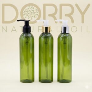 FLACON 250ML PET ARRONDI VERT OLIVE AVEC POMPE LOTION