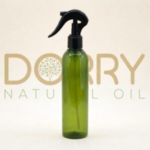 FLACON 250ML PET  ARRONDI VERT OLIVE AVEC MINI TRIGER NOIR