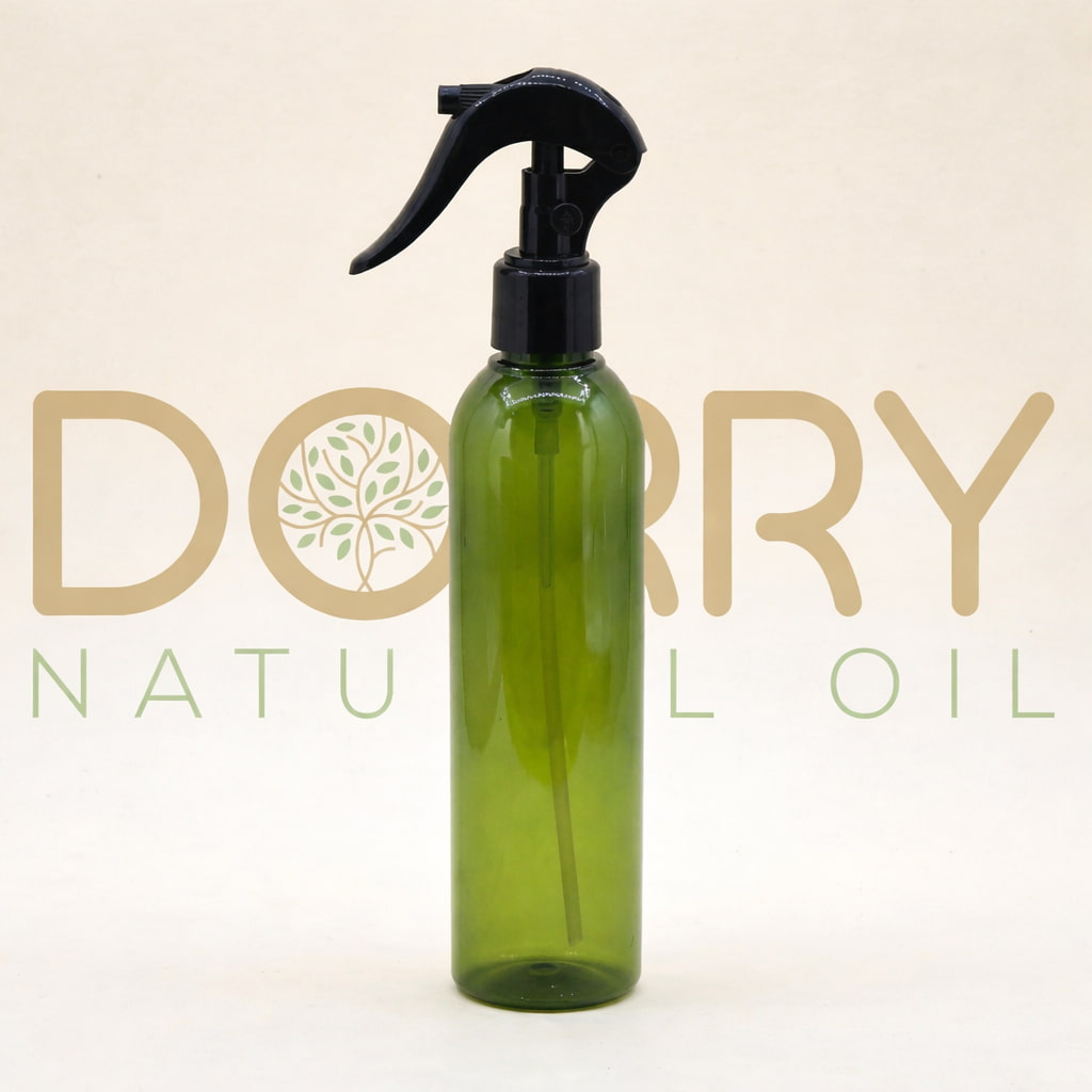 FLACON 250ML PET ARRONDI VERT OLIVE AVEC MINI TRIGER NOIR