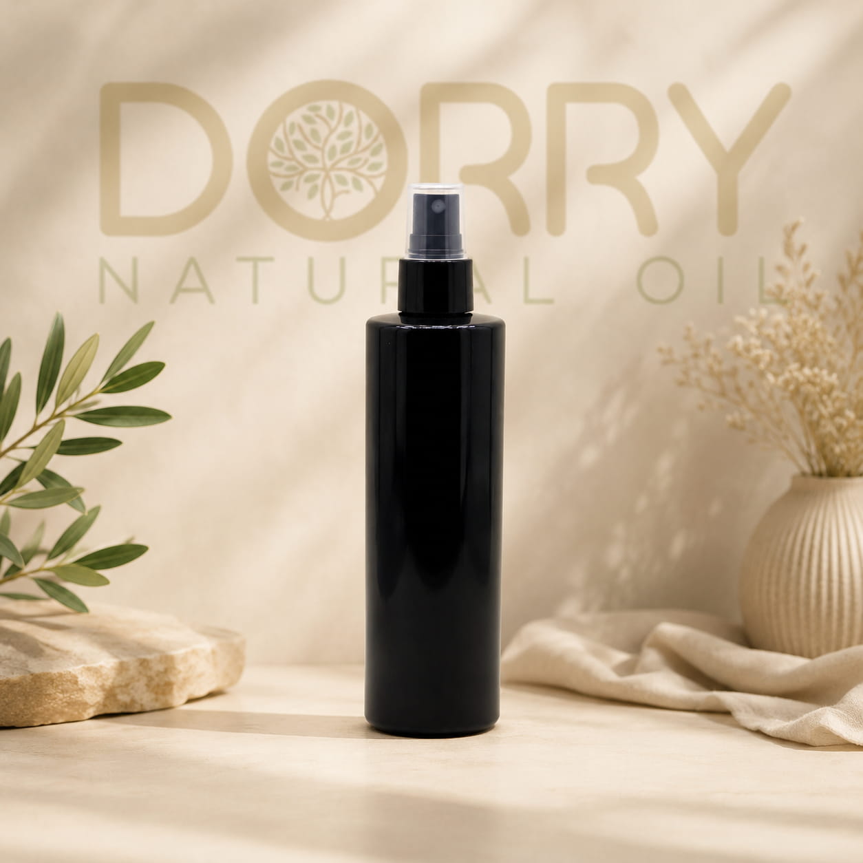 FLACON 250ML PET NOIR APPLATIE AVEC SPRAY NOIR