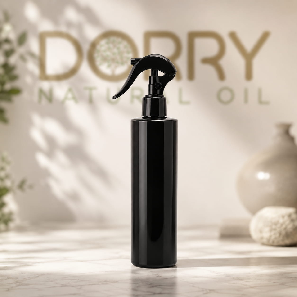 FLACON 250ML PET NOIR APPLATIE AVEC MINI TRIGER NOIR