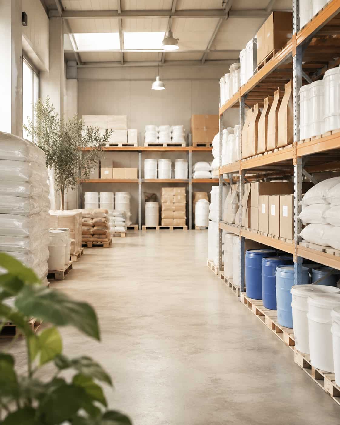 Atelier de préparation et stock de matières premières DORRY BIO en Tunisie