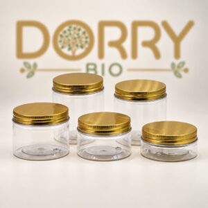 Pot en PET avec couvercle Doré et opercule intérieur - 50ML